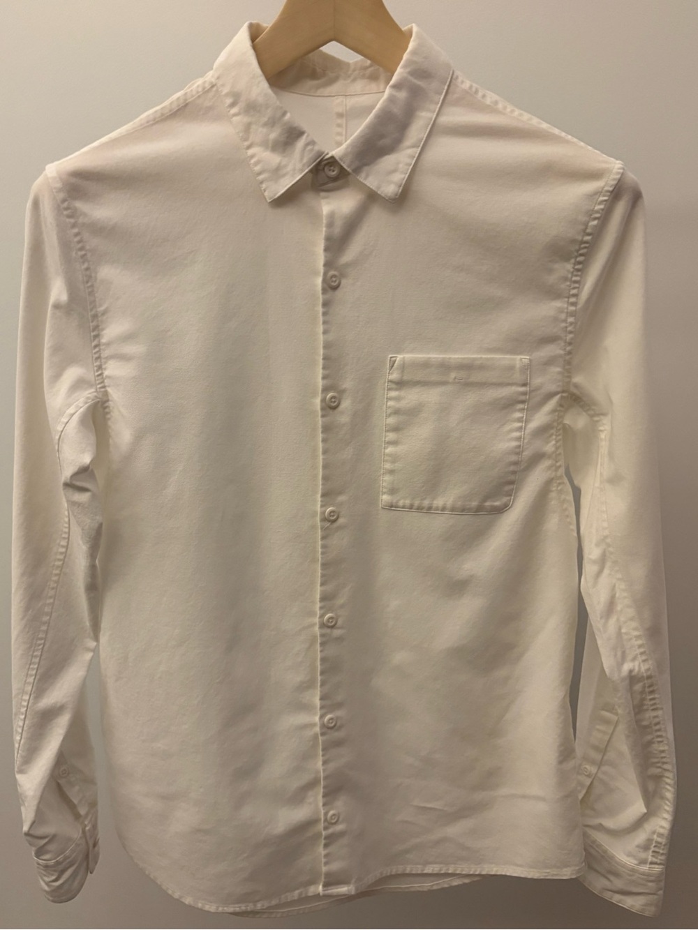 Lululemon Women's Oxford Shirt Full Button Cotton Stretch Crisp White 16" Neck